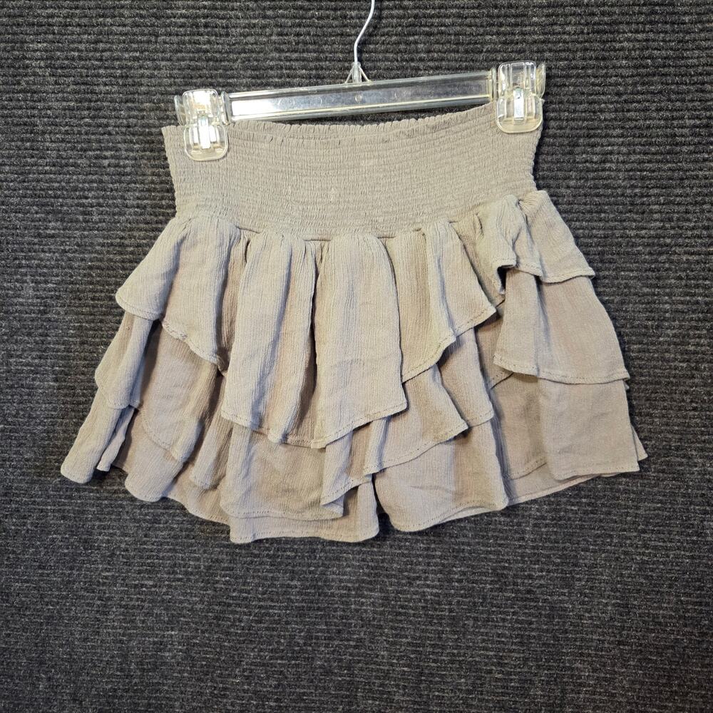Sincerely Jules Green Ruffled Smocked Mini Skirt Shorts Skort Size Medium M